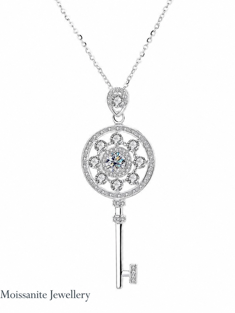Sterling Silver Key Pendant Necklace in Silver